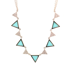 Turquoise & Diamond Triangle Pendant
