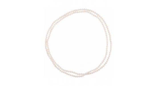 a double string of pearls against a white background