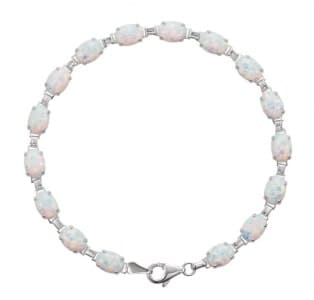 An opal tennis bracelet with lab-grown gemstones from Stuller.