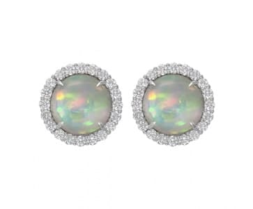 A pair of halo opal stud earrings from Spark Creations.