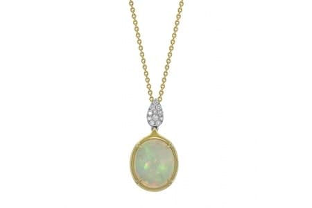 a prong-set opal cut opal pendant necklace from Spark Creations.