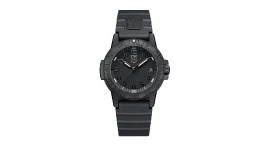 a dark gray, matte sports watch by Luminox