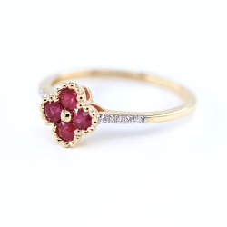 Ruby & Diamond Clover Ring